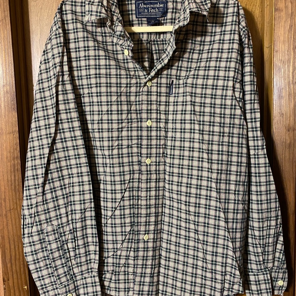 Abercrombie & Fitch Men's Checkered Shirt - Black and Tan